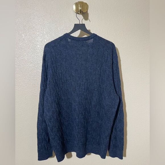 Daniel Cremieux Men's Navy V-Neck Alpaca Wool Sweater - Picture 2 of 5